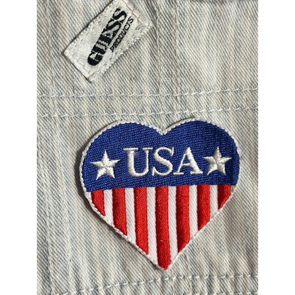 Vintage Guess Striped Denim Overalls Blue 3 Retro Y2K 90s Pinstripe Shabby Chic - Picture 6 of 16